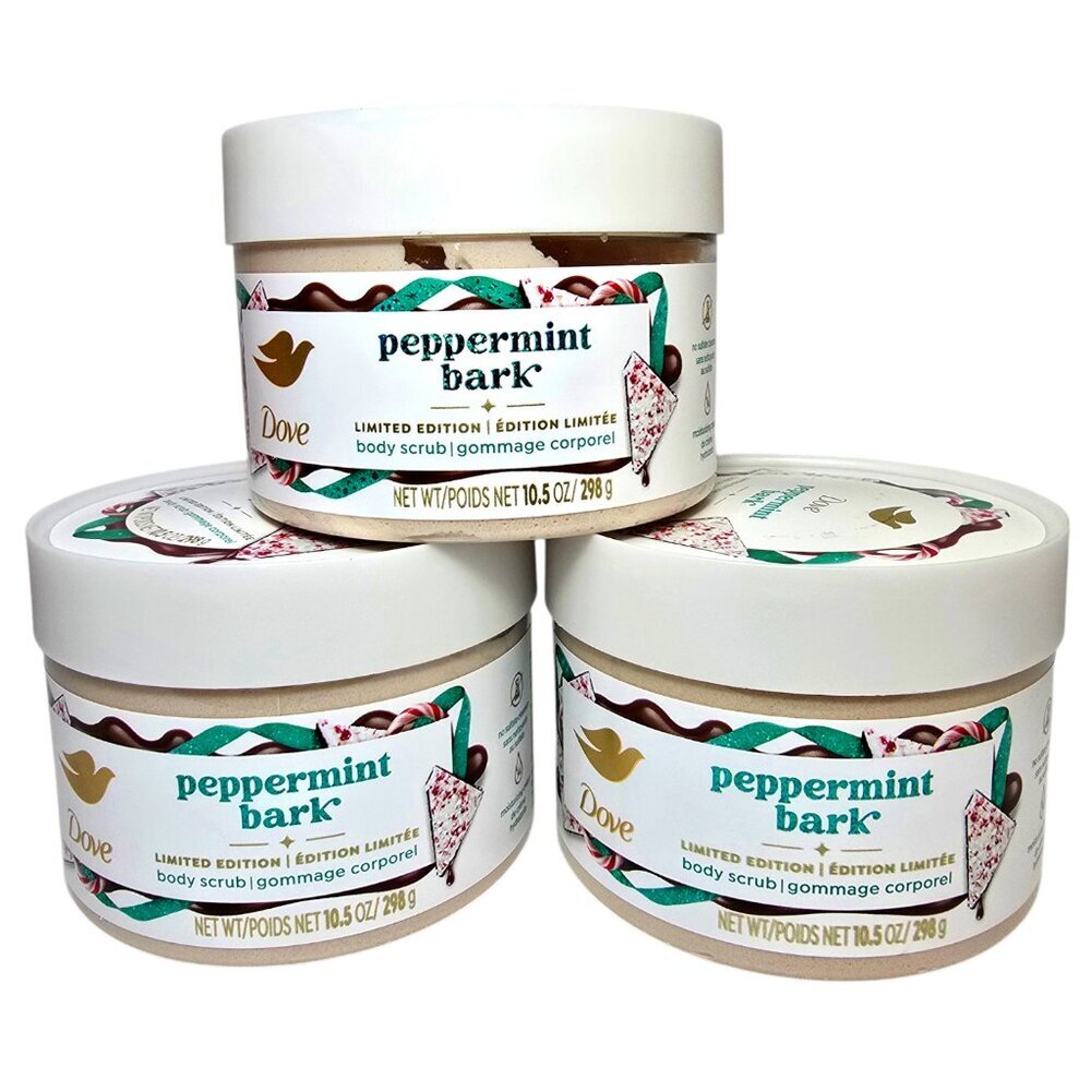 Dove 3pc Exfoliating Body Scrub Women Peppermint Bark 10.5oz EA Limited Edition
